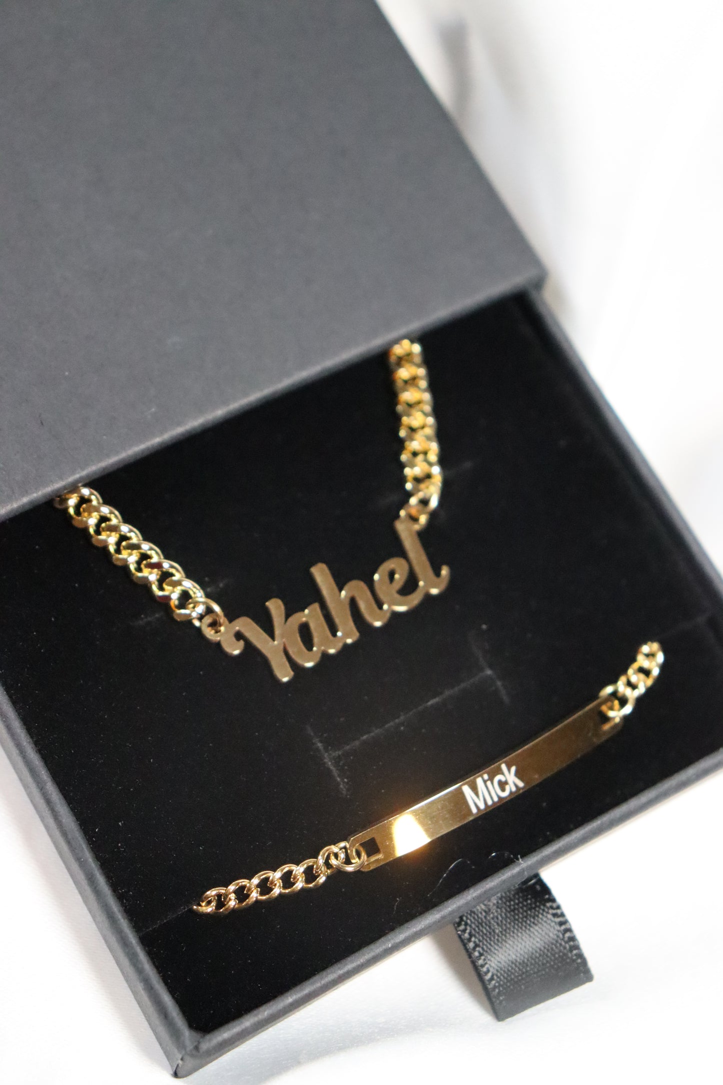 Cuban Personalized Necklace + Engraved Bracelet Set